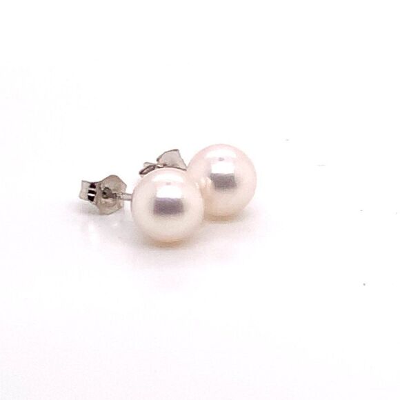 Akoya Pearl Stud Earrings 14k White Gold 6.95 mm Certified $599 015867 - Picture 12 of 12